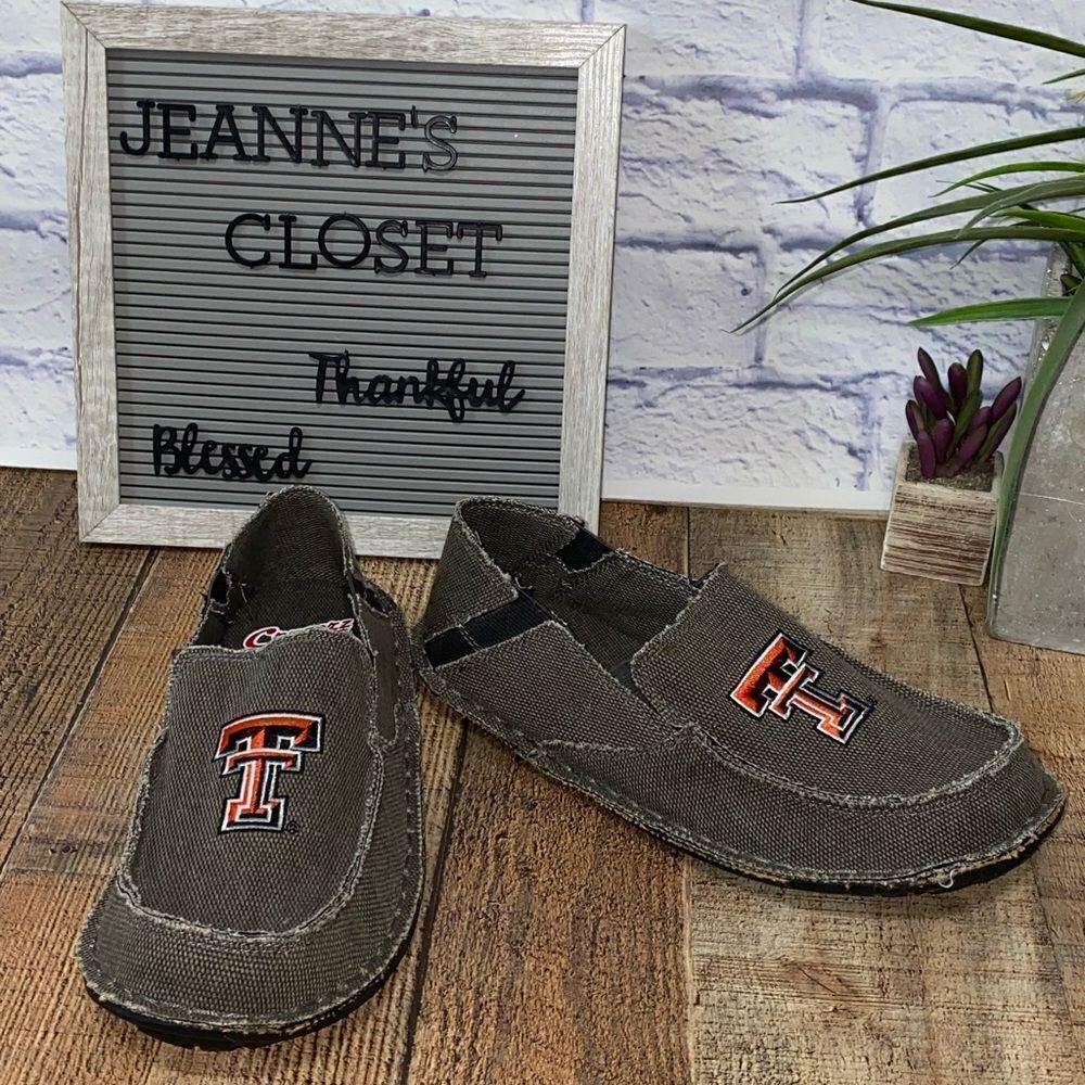 Men's TEXAS TECH Slip On Canvas Loafer Shoes Tan cruzerz NEW